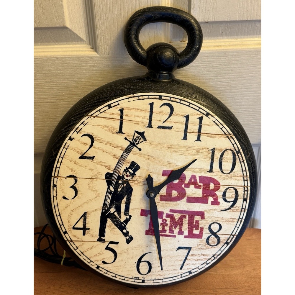 Robertshaw Bar Time Backwards Wall Clock Electric Pocket Watch Style WORKS 18"